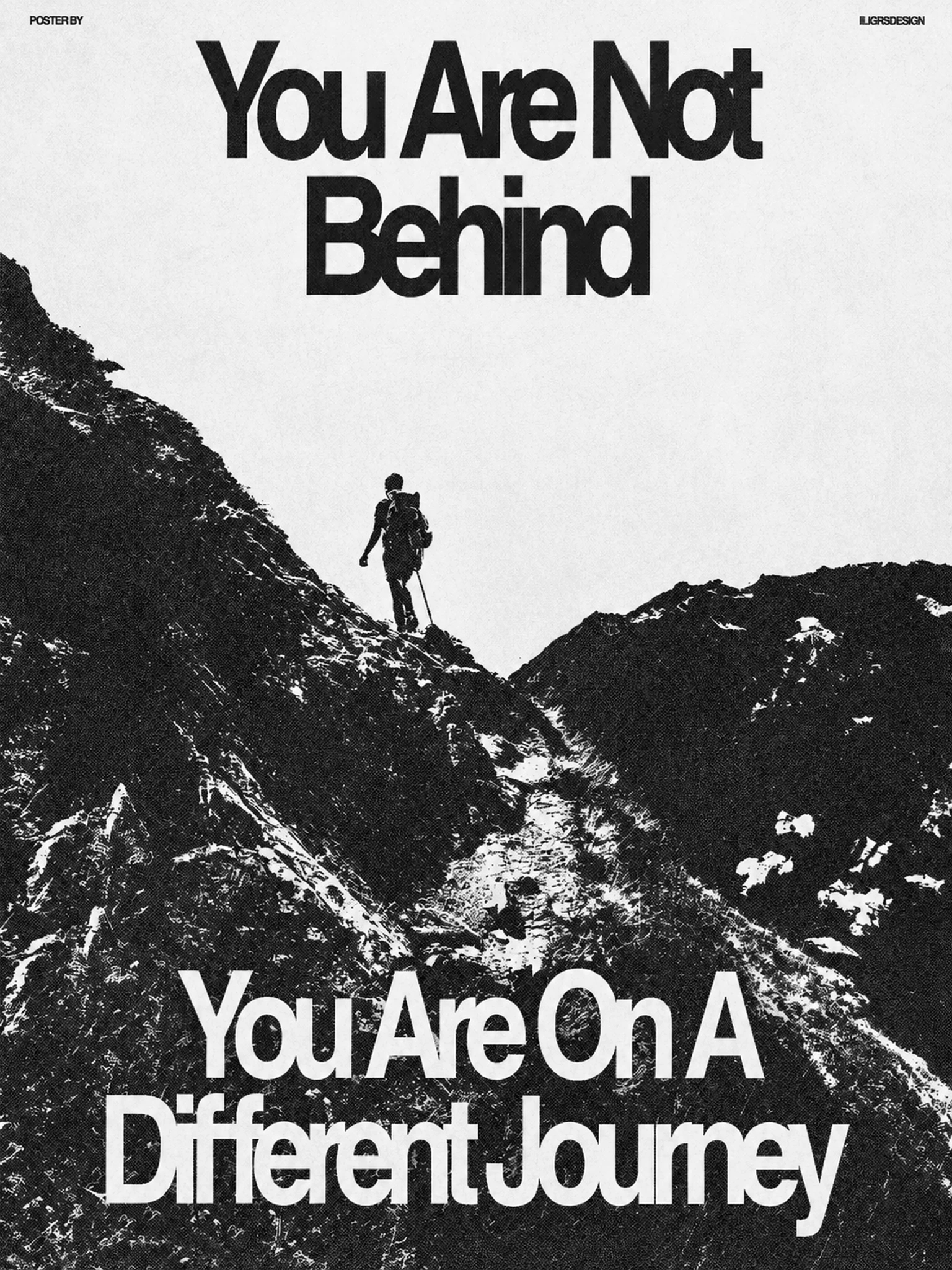 A hiker on a mountain ridge. You are not behind. You are on a different journey.